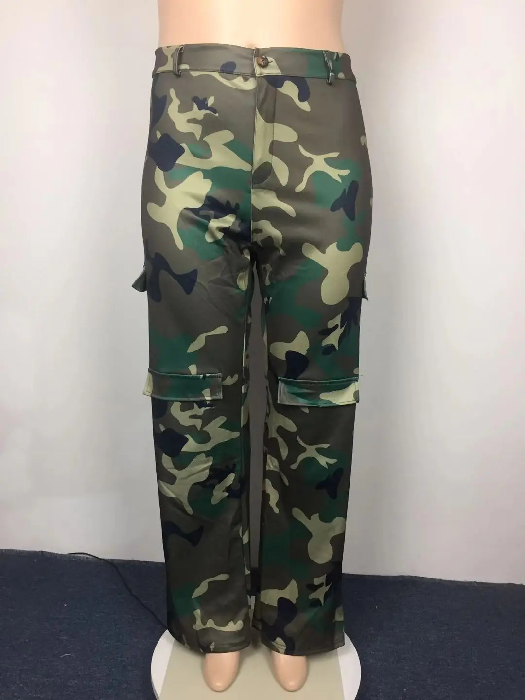 Plus Size Fashion Camo Printed Denim Pants Fall Winter High Waist Camouflage Jeans Streetwear Casual Matching Jean Trousers 2023