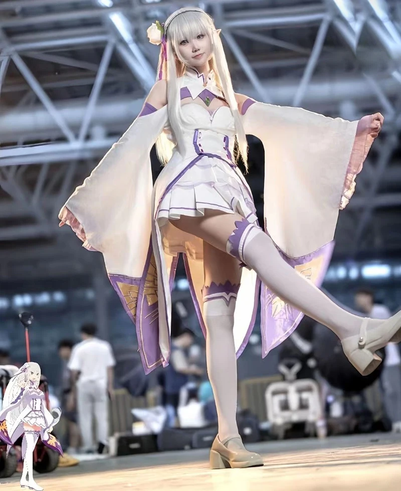 أزياء أنيمي ري زيرو كارا هاجيميرو إيسيكاي سيكاتسو إميليا التأثيرية فستان نسائي مع غطاء للرأس لحفلة الهالوين لوليتا كوس