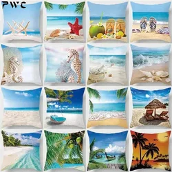 45x45cm Beach, landscape printing, pillowcases, home decoration, car sofa cushion cover for Home Decor Pillow Case