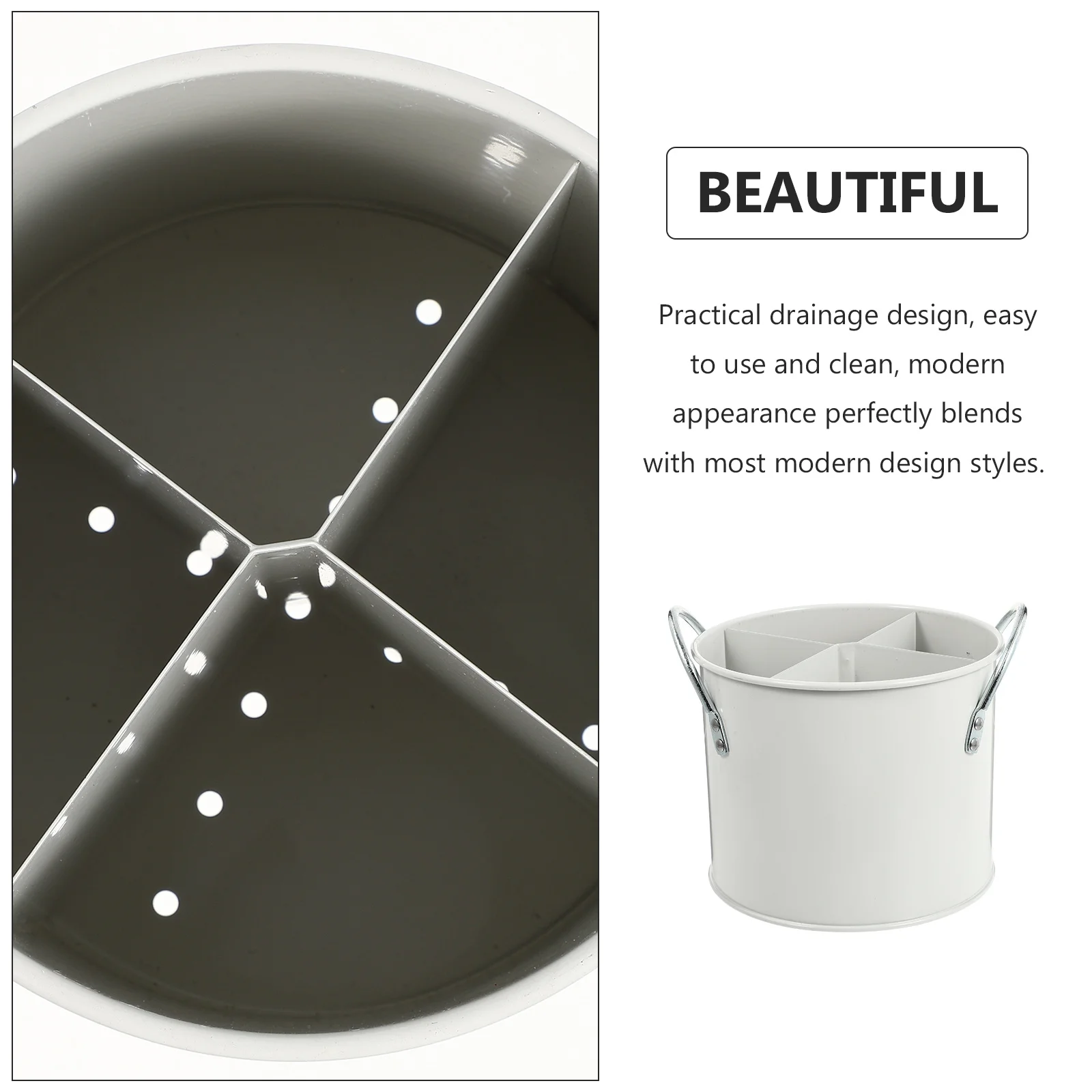 

Practical Kitchenware Tableware Cylinder Cutlery Storage Bucket Multifunctional Organizer Iron Material Modern Style