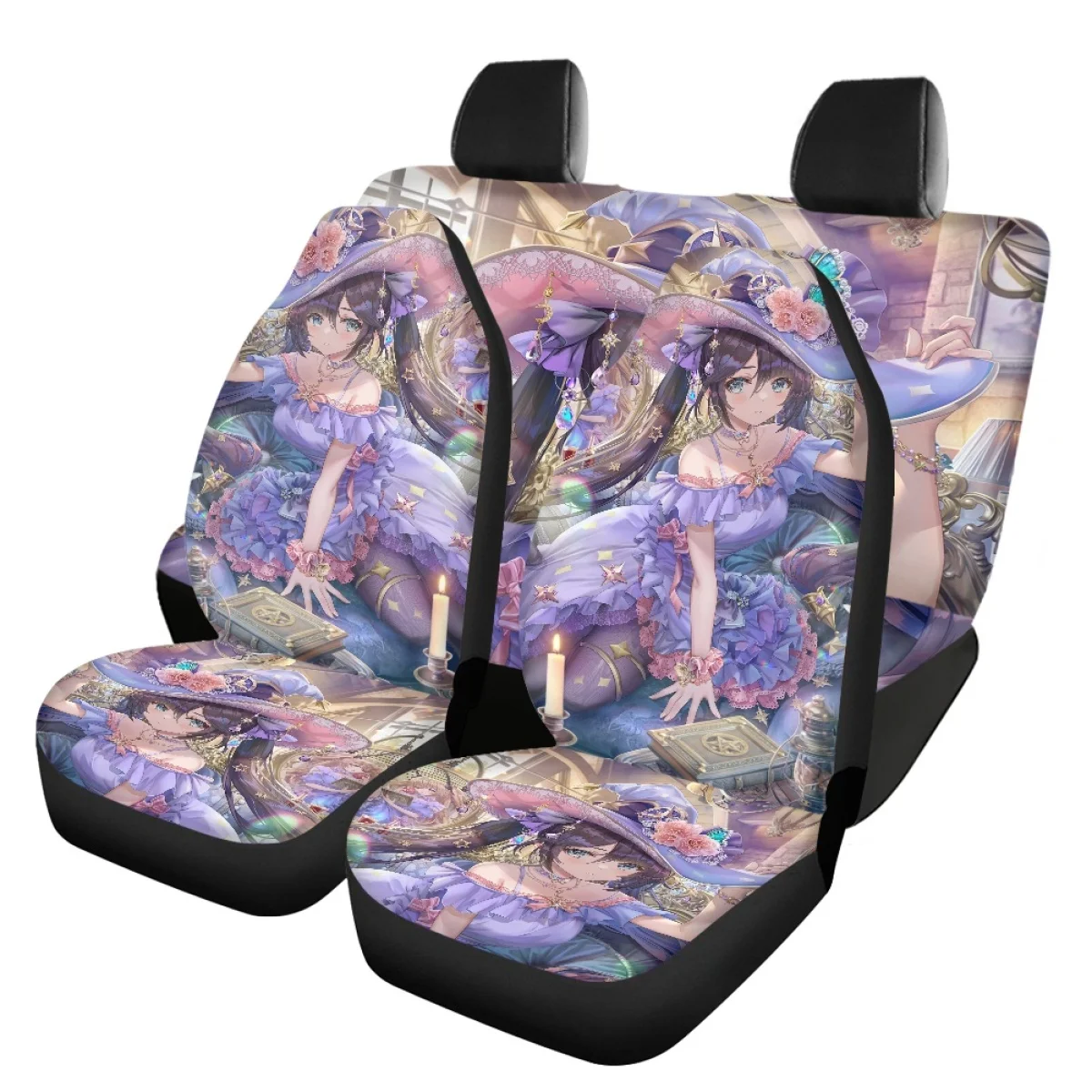 Anime Genshin Impact Durable Car Protector Front&Rear Vehicle Seat Covers Heavy-Duty Nonslip Car Seat Cover Cushion Universal