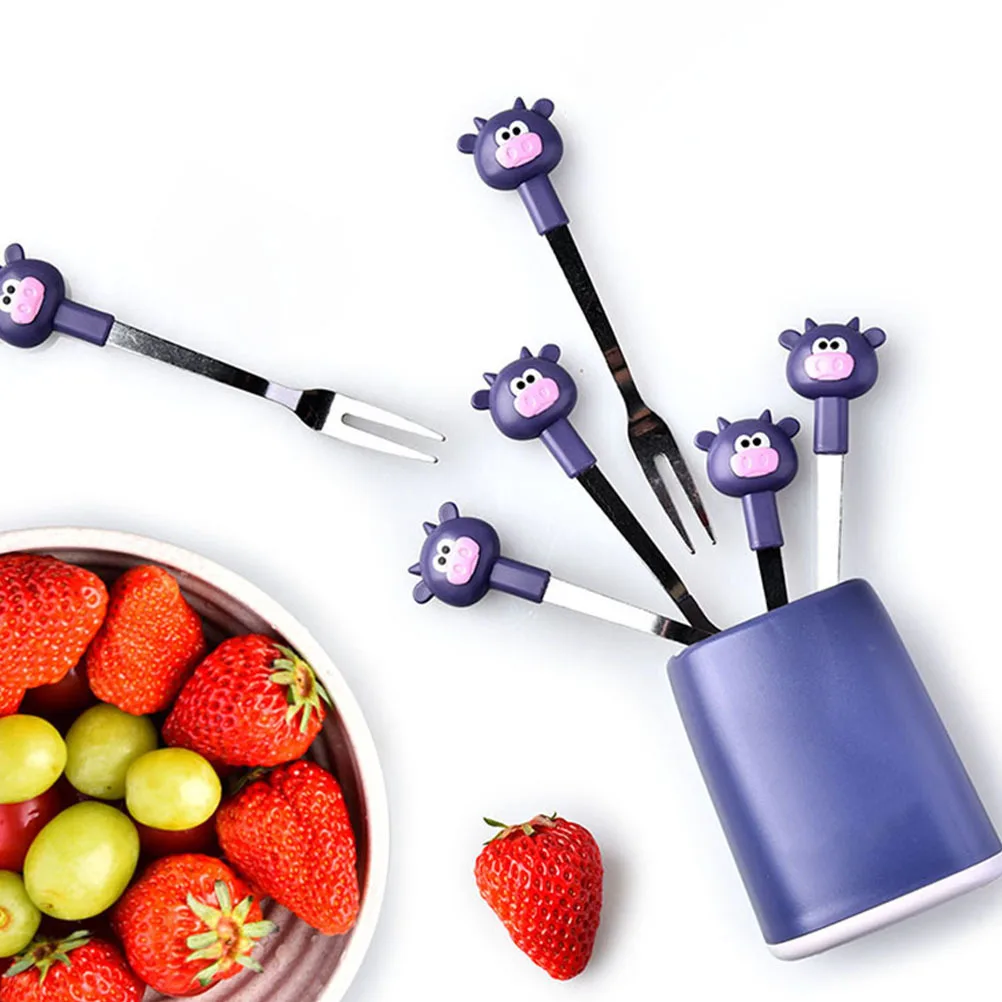 

2 Sets Stainless Steel Calf Shape Fruit Forks Assorted Color Smooth Easy Clean Kitchen Gadget For Dessert Cake Appetizer Seafood