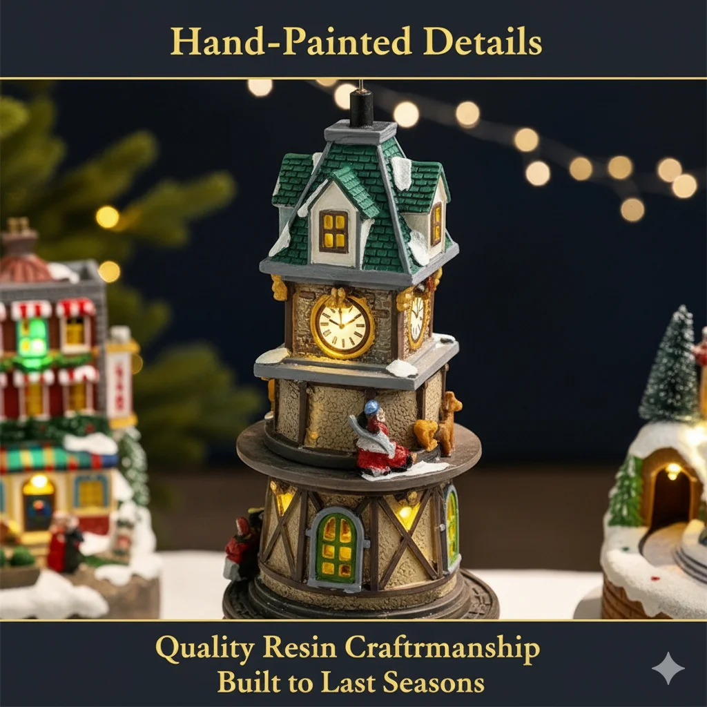 

2025 Christmas Castle Music Box With LED Lights Rotating Animated Night Light For Childrens Room Festive Home Decor