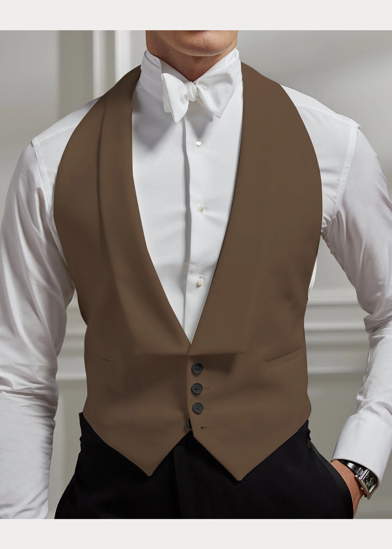 Homens Slim Fit colete de casamento, jaqueta sem mangas, único Breasted, dois bolso, colete masculino, Groomsmen Vest