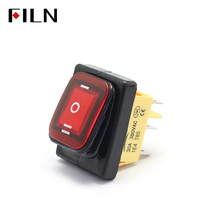 เปิดปิด 30A/250V Heavy Duty 6 ขา DPDT IP67 กันน้ํา T85 Auto เรือ Marine สลับ Rocker Switch LED 12V 220V 30x22 มม.