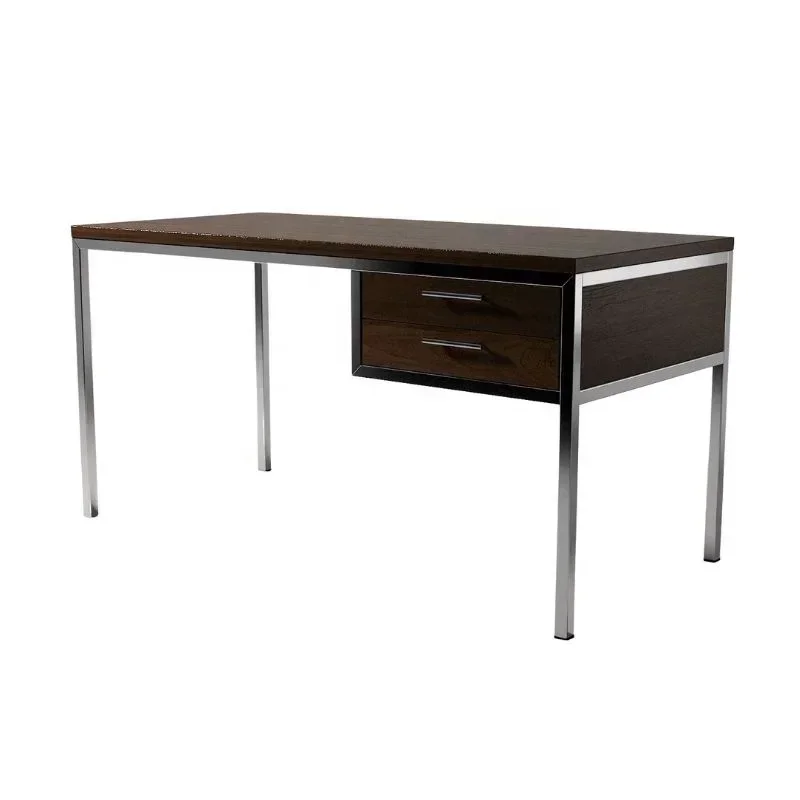 Modern Computer Desk Minimalist Teak Wood Desk with Aluminum Legs Designed for Industrial Office Furniture