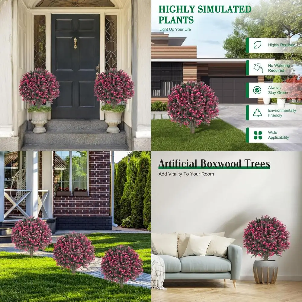 

Пара из 22 топиарийных шаров из искусственного самшита с шипами для наружного зелени, устойчивого к ультрафиолетовому излучению, искусственных розы и самшитовых растений.