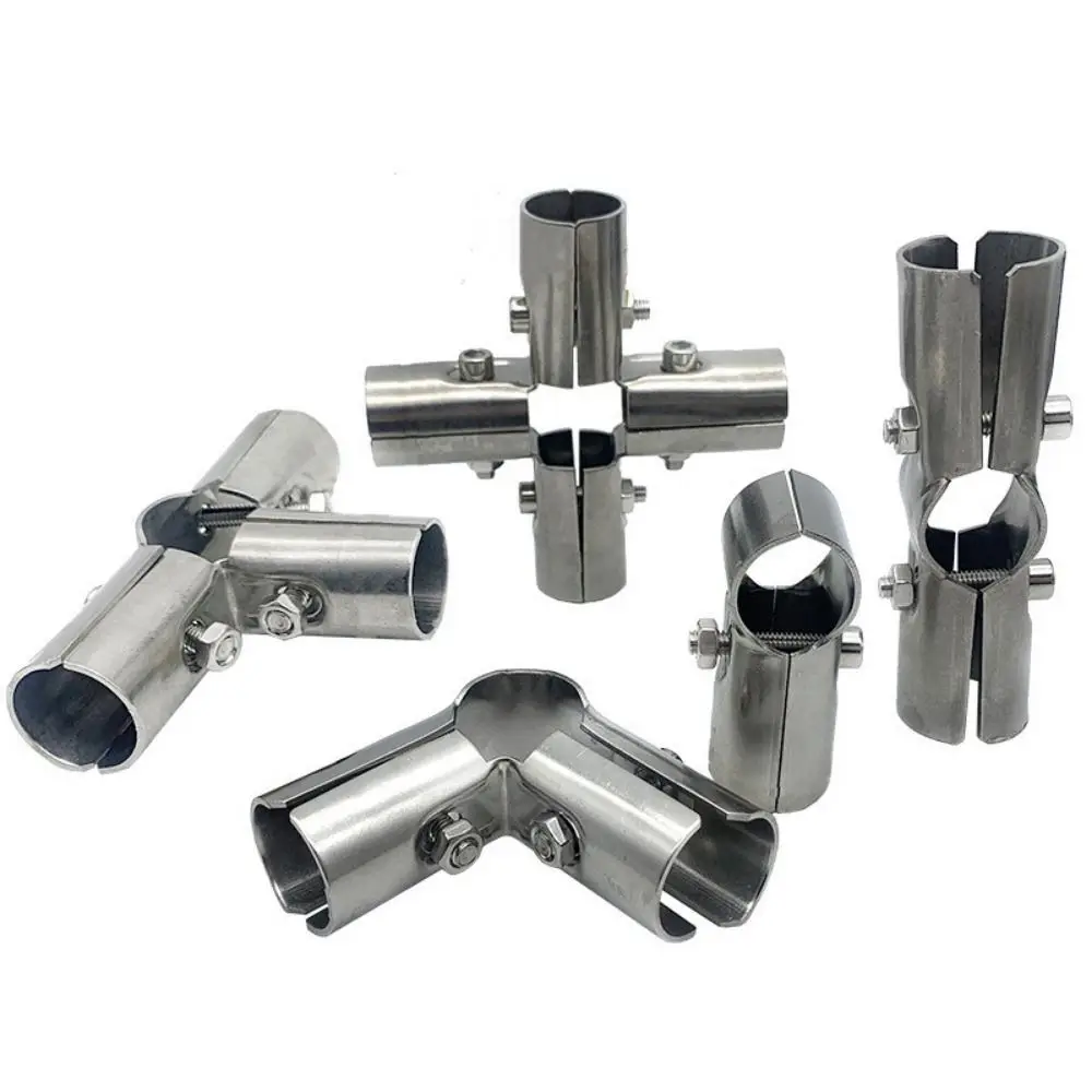 Pipe Joint Stainless Steel Tube Connector Rod Support Clothes Display Rack Round Fixed Clamp Practical Furniture Hardware