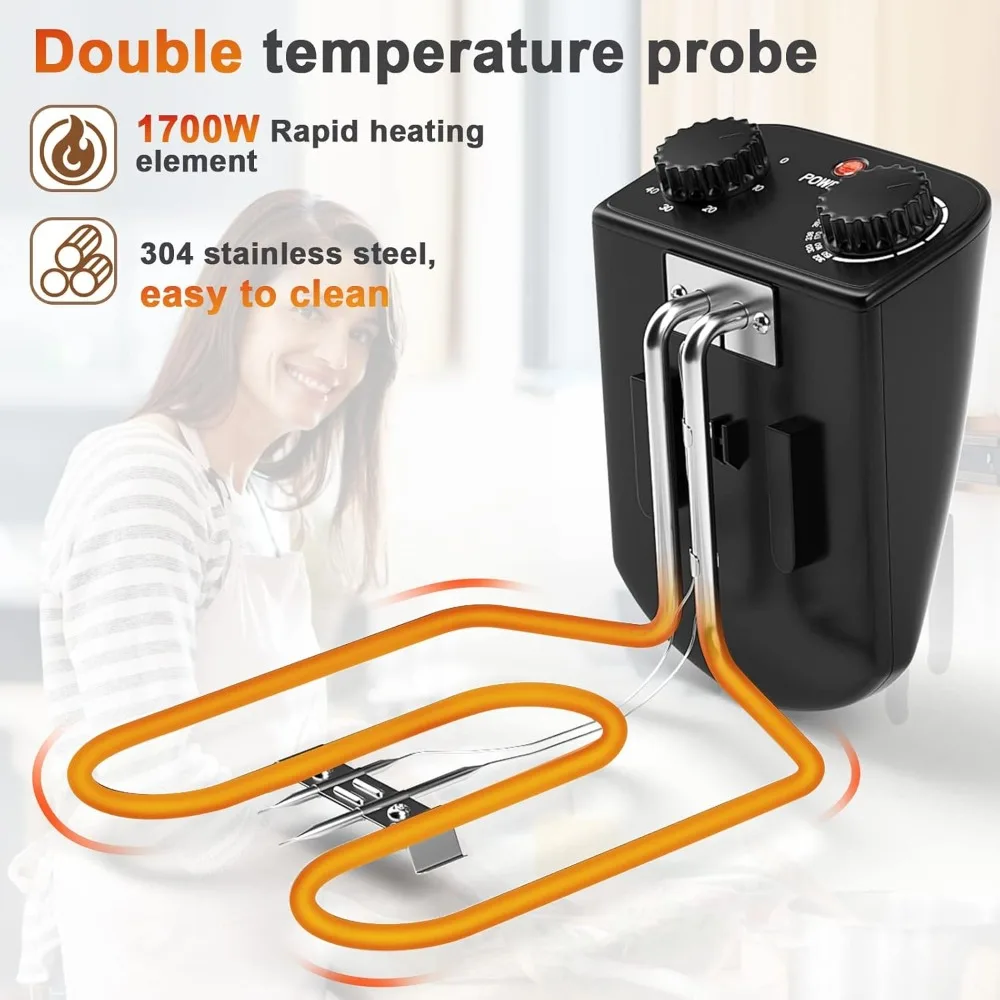 Friggitrice elettrica 5.3QT con 3 cestini, friggitrici in acciaio inossidabile da 5 litri con Timer 60 e coperchio con finestra di visualizzazione, friggitrice ad olio