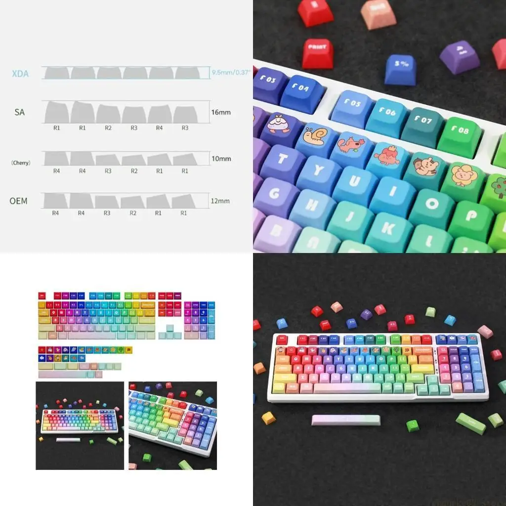 

Keycaps 133PCS Rainbow Gradient Keycaps XDA Profile Keycap Set DyeSubbed Caps