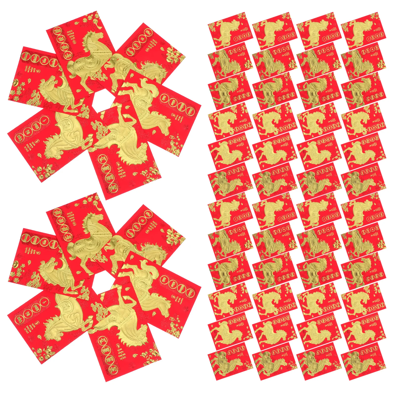 120Pcs 2026 Horse Year Vietnamese Red Envelopes for Lunar New Year Cash Presents Elegant Designs Lucky Money Envelopes for Cash