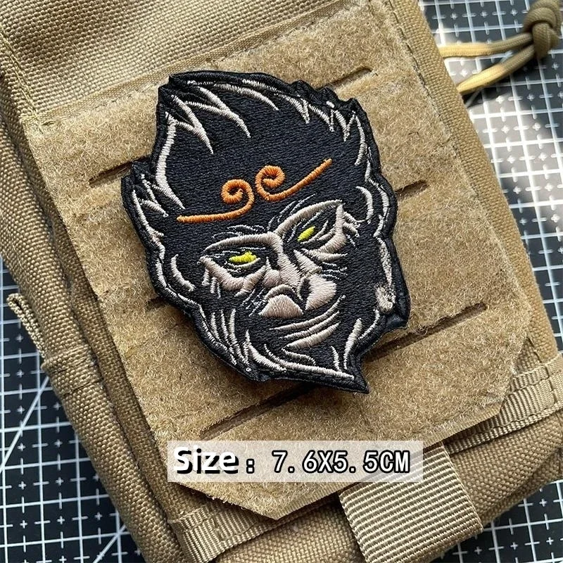 Distintivo Morale del personaggio cinese creativo Wukong Tactical Hook & loop Armband zaino creativo decorazione Patch per cappelli