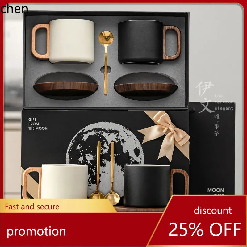 H1 ceramic coffee cup and saucer set-couple's mugs large capacity perfect gift for best friends newlyweds, or as a wedding favor