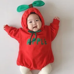 RAISE Spring Newborn Romper Cotton Printed Letter Patchwork Bowknot Jumpsuit Hoodie Drawstring Toddler Boys Outfits Baby Onesies