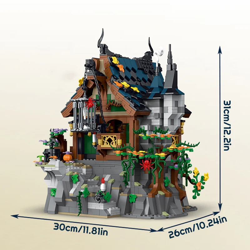 Klemmbausteine 1964PCS Mittelalterliche Hexe Haus Gebäude Set Stadt Architektur Modulare Gebäude Block Montage Modell Kit Kreative Spielzeug Erwachsene Geschenke