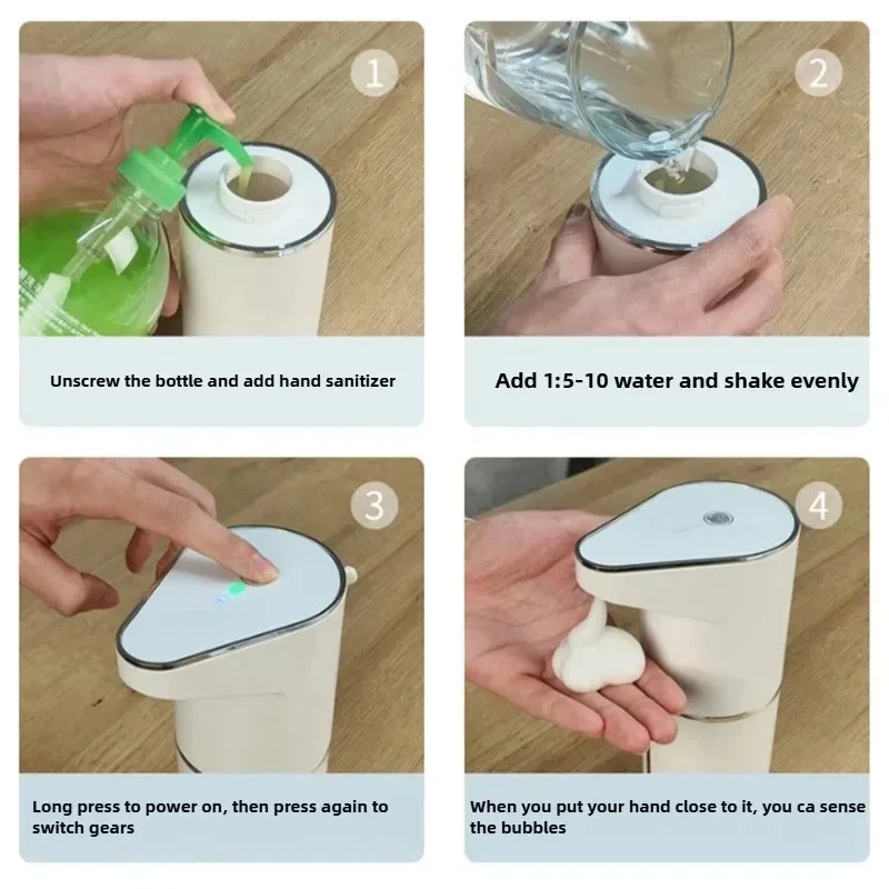 Wall Mounted Automatic Soap Dispenser Type C Contactless Electric Frother with Multiple Levels for Bathroom Vertical Charging