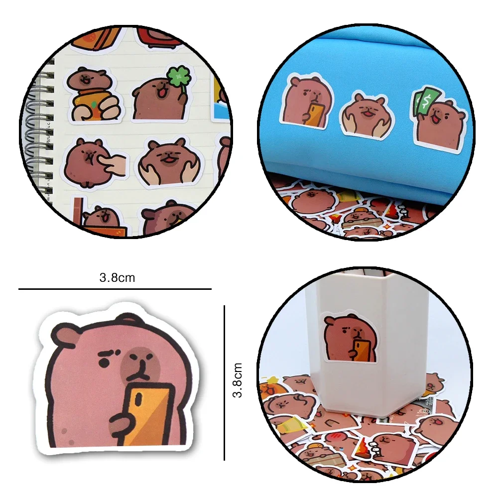 120PCS Different Capibala Cartoon Graffiti Stickers DIY Decorated Laptop Suitcase Guitar Classic Toy Waterproof PVC Decals