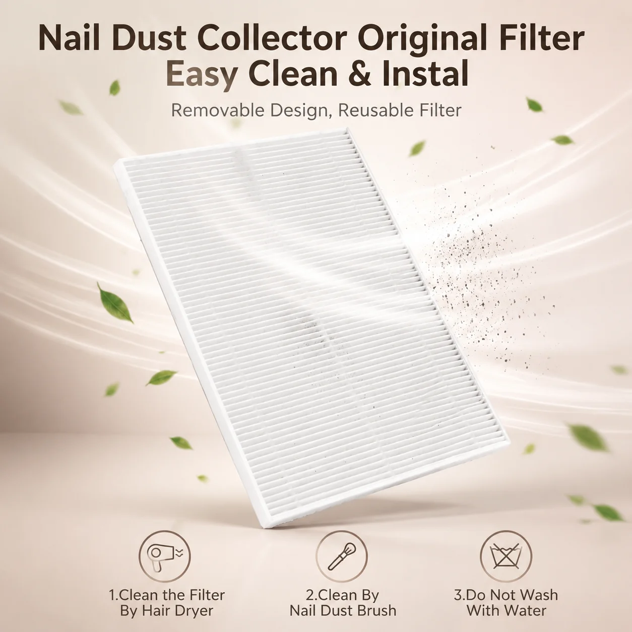 Quiet Nail Dust Extractor with Turbo Brushless Motor - Adjustable Suction, Low Noise Vacuum for Manicure, Pedicure, Salon & Home view 2