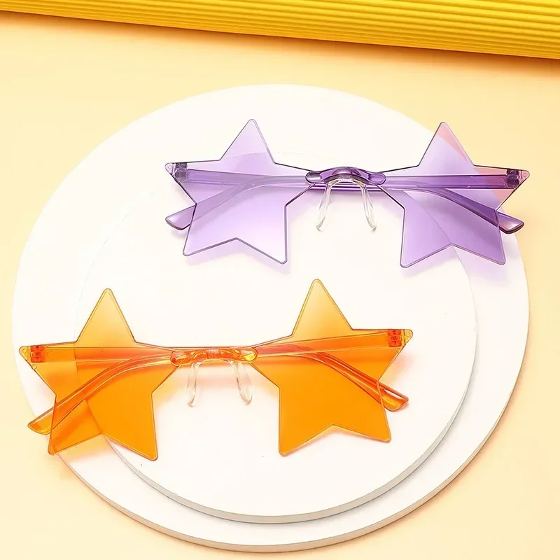 Thin Sheet Star Sunglasses Ocean Color Frameless Personality Dazzle Ball Sun Candy Color One Mirror