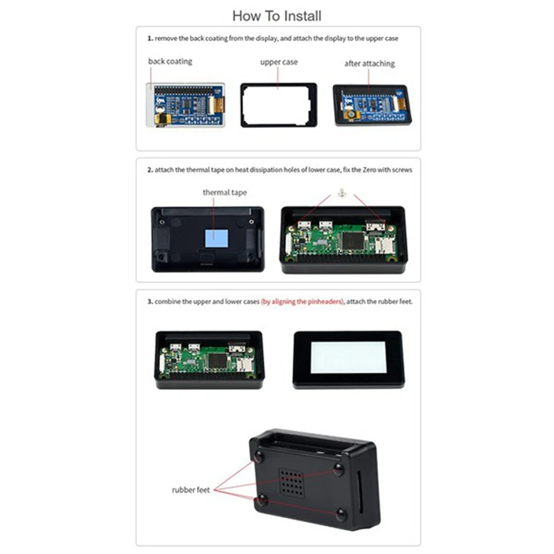 1Set Replacement Parts For Raspberry Pi Zero 2.13 Inch Multifunctional Portable Touch Ink Screen 250X122 Resolution With Case