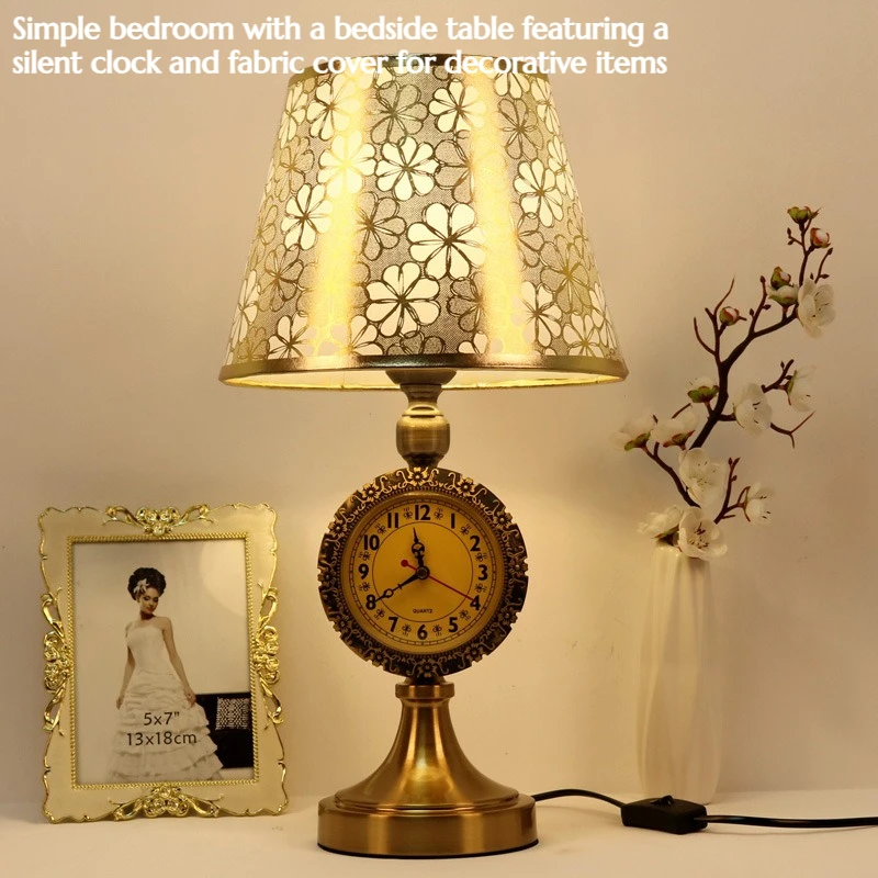 

European Minimalist Bedroom Bedside Decorative Craft with Silent Clock and Fabric Cover for Home Advanced Ornaments