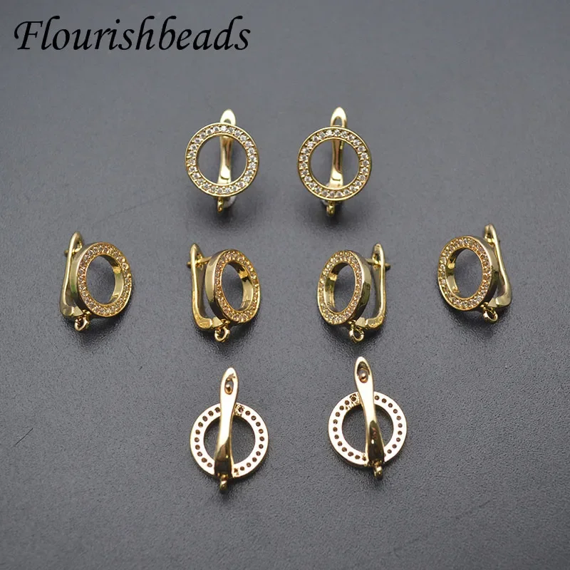 Jewelry Findings Gold Plated Round Earring Hooks Clasp for Women Fashion Dangle Earrings Making 30pcs/lot