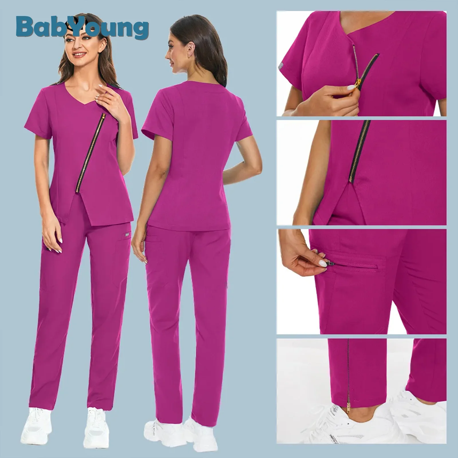 High Quality Operating Room Medical Uniform Hospital Sets Short Sleeve Nurse Nursing Accessories Tops Pants Scrubs Suits