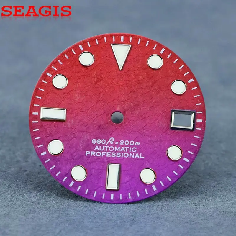 SEAGIS 28.5mm Ice Crystal Texture Watch Dial NH35 dial For YM Mod luminous watch accessories customize logo Watch Face