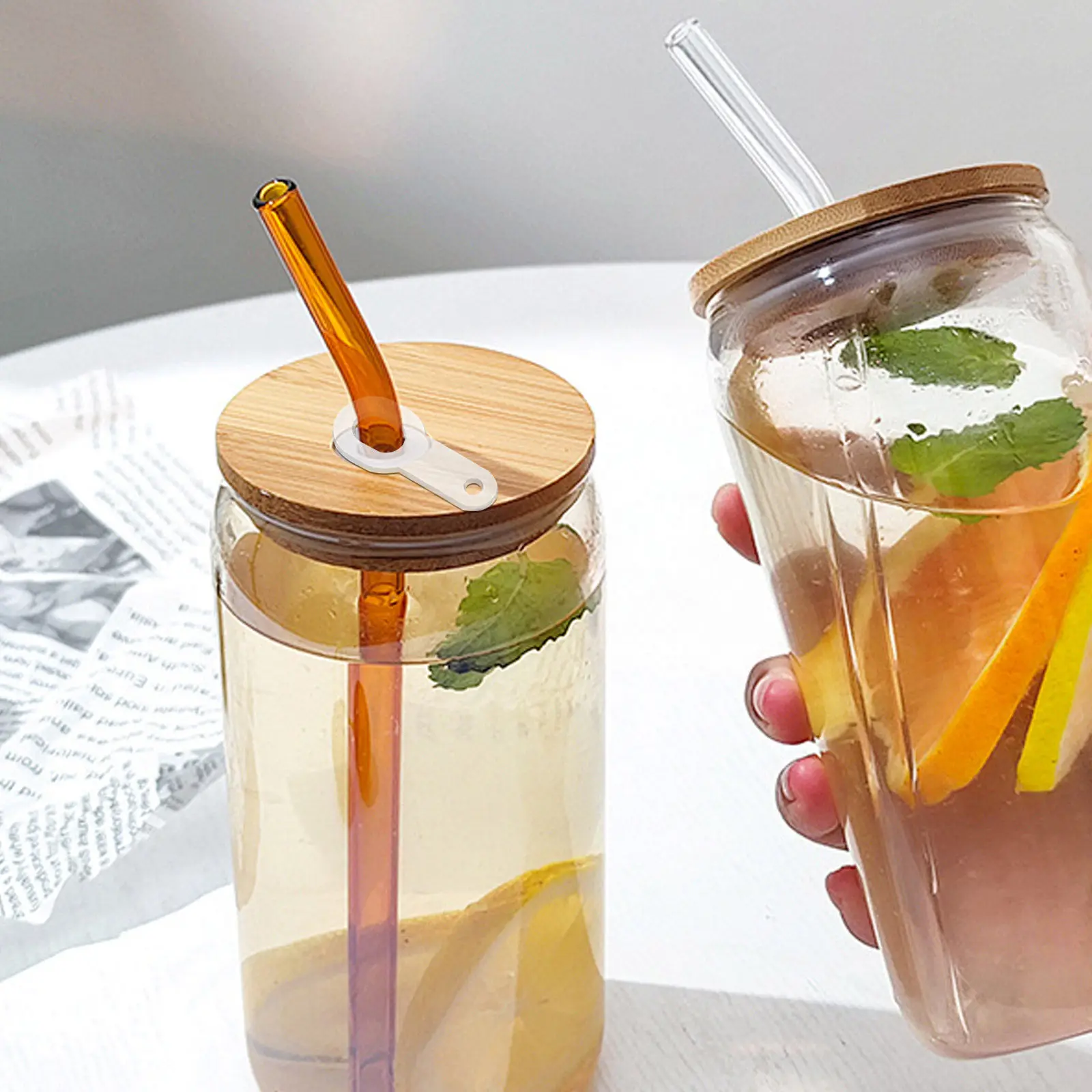 25Pcs Reusable Transparent Straw Charm Clips Clear Plastic Holder Lightweight Straw Accessories for Tumbler Cup DIY Decoration