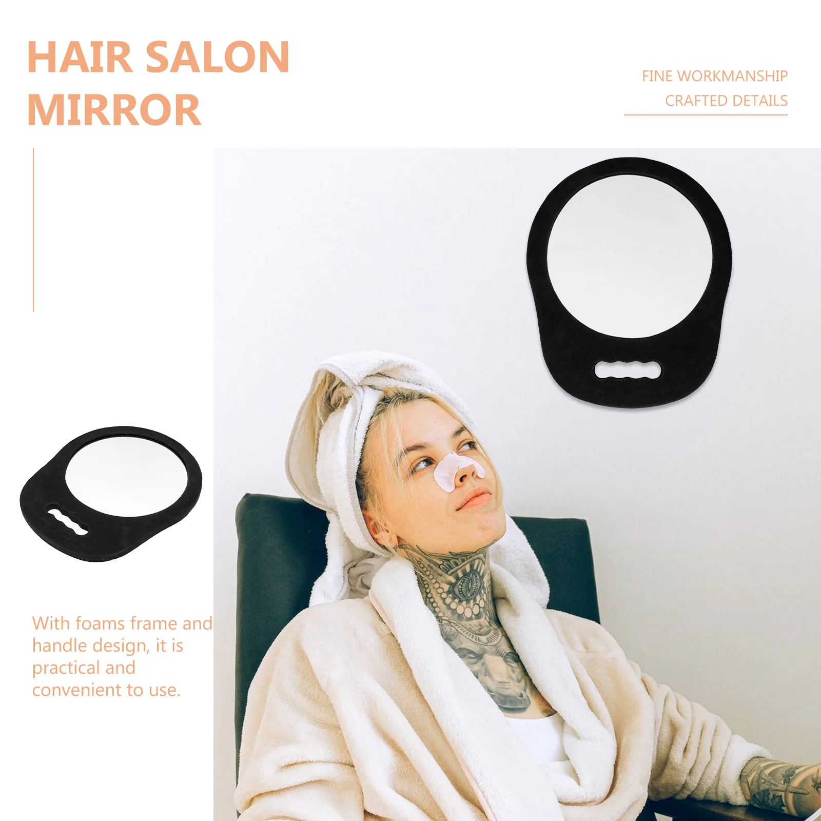مرآة رغوية مستديرة بتصميم محمول لتصفيف الشعر في صالونات التجميل، تطبيق المكياج أثناء السفر للاستخدام في الهواء الطلق، انعكاس واضح