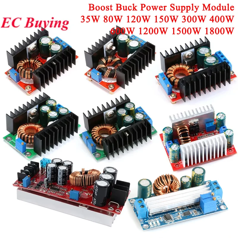 DC CC 9A 12A 20A 40A 80W 120W 150W 300W 400W 1200W 1500W 1800W CC CV Buck-Boost Step Down/UP Converter Board Power Supply Module