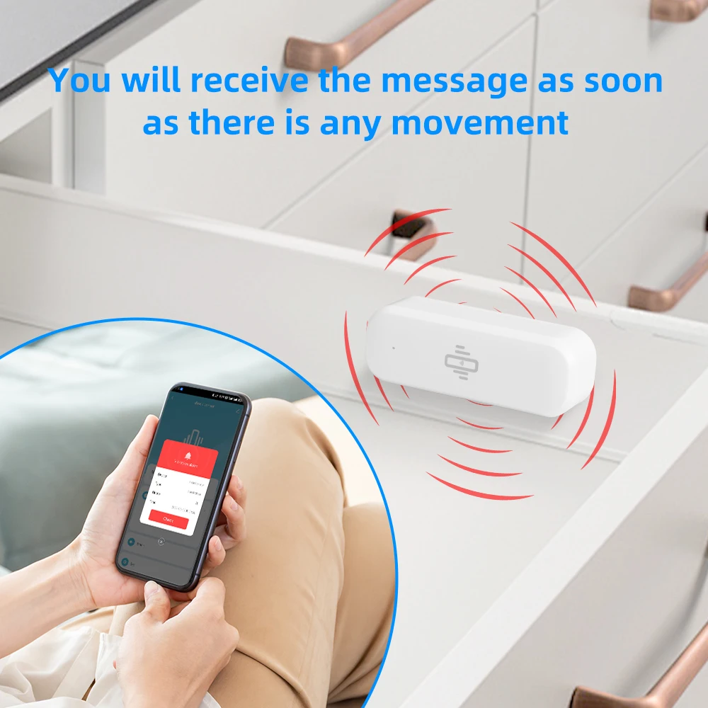 Tuya WiFi مستشعر الاهتزاز الذكي مراقبة في الوقت الحقيقي الحياة الذكية أمن الوطن APP التحكم Alexa Google Home