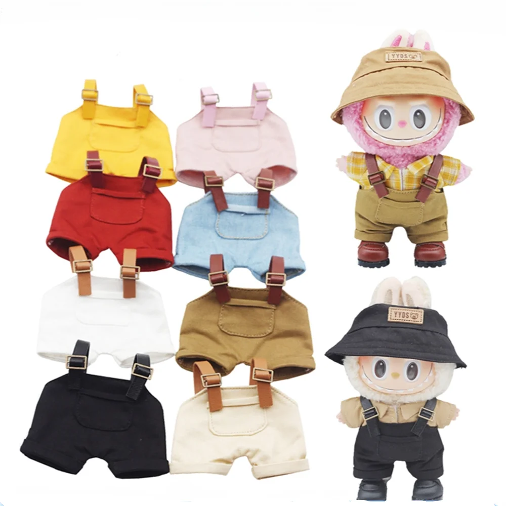 

17cm Mini Plush Doll'S Clothes Outfit Accessories For Korea Kpop Exo Labubu Idol Dolls Macaron overalls Clothing Gift