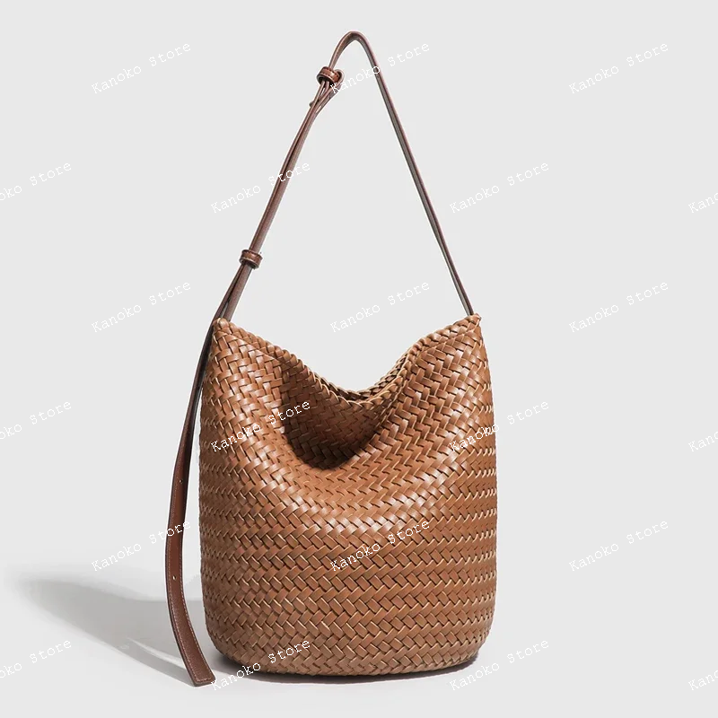 

handmade weave bucket bags for women luxury designer handbags and purses 2026 new in vintage casual vacation shoulder crossbody