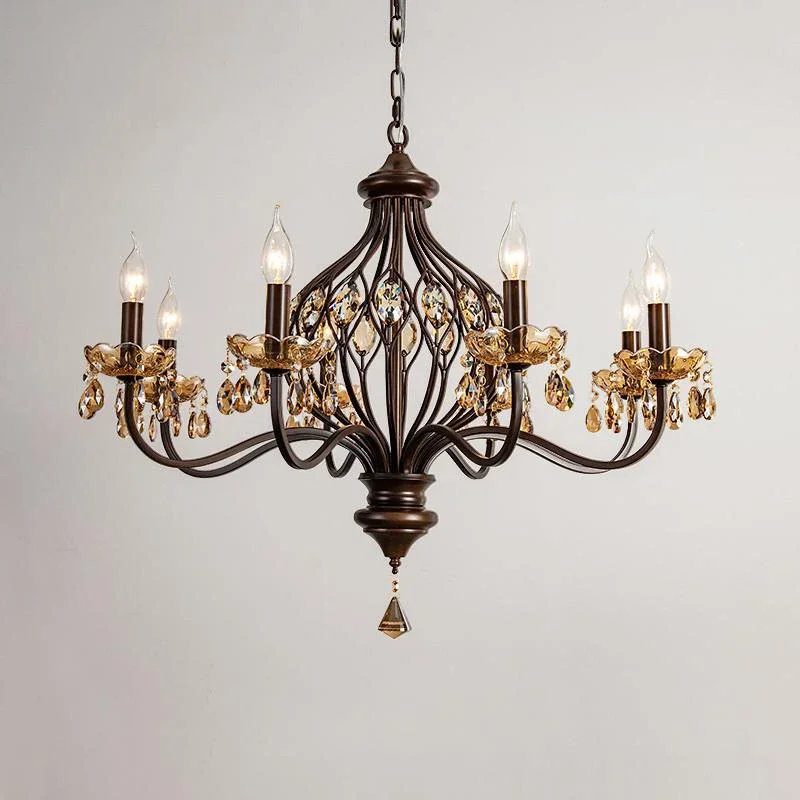 

2025 винтажная хрустальная люстра для гостиной, антикварное освещение для спальни, хрустальная люстра, подвески, хрустальное украшение, светодиодный Li