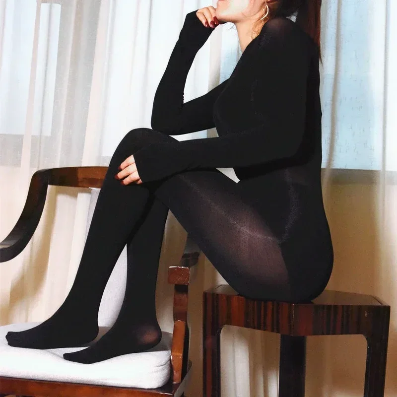 الرجال النساء 120D المخملية جوارب لكامل الجسم حساسة حريري مثير ضيق ارتداءها Crotchless/المنتظم المثيرة الملابس الداخلية بذلة الملابس