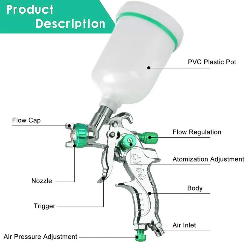 Ferramenta de pintura em spray de ar profissional kit pulverizador de pintura automotiva com bicos ajustáveis regulador de pressão de ar para precisão