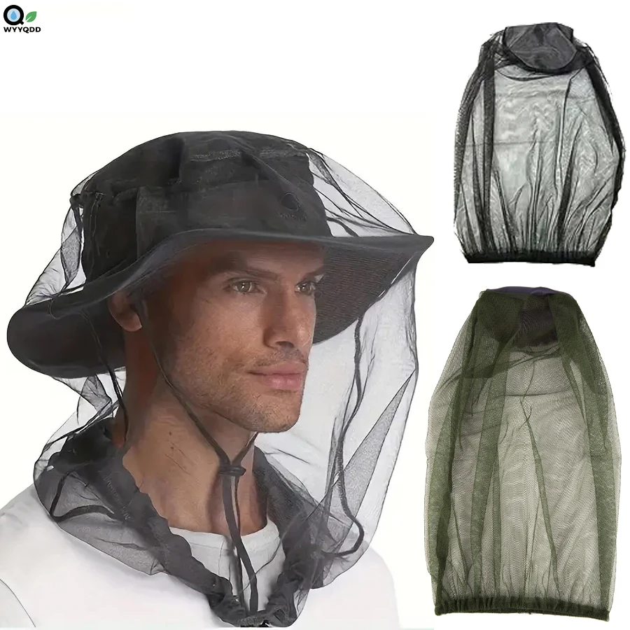 

4pcs Mosquito Guard Head Net Ultrawith Breathable Nylon Mesh Face & Neck Cover - Insect Shield for Hiking and Night Fishing