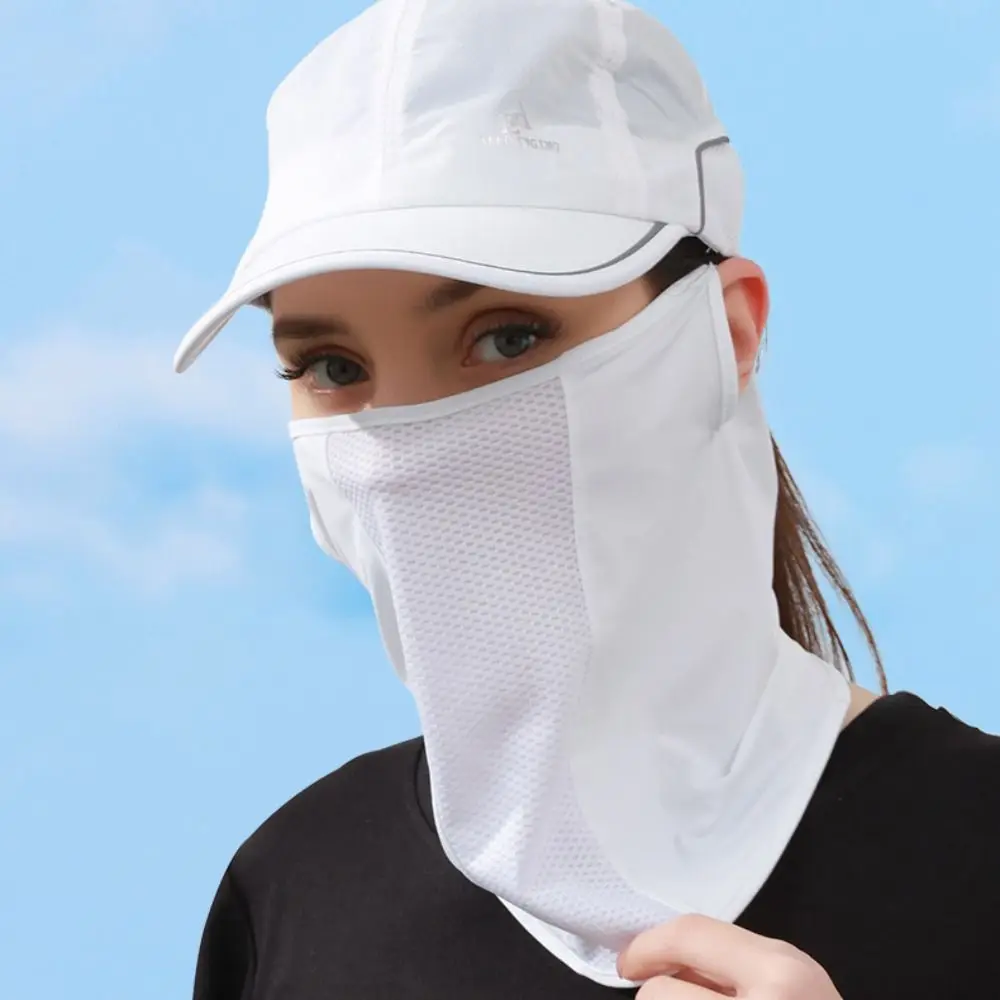 Elastic Solid Color Ice Silk Mask UV Protection Sun Proof Bib Face Cover Neck Wrap Cover Face Shield Sunscreen Face Scarf Sports