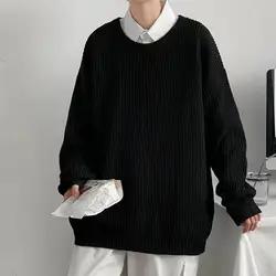 Pull à la mode pour étudiant, couleur unie, doux, décontracté, hiver