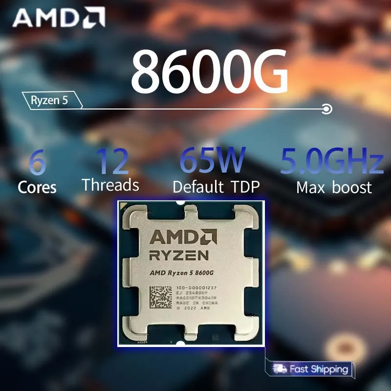 

Процессор AMD Ryzen 5 8600G R5 8600G 5,0 ГГц, 6 ядер, 12 потоков, 4 нм, DDR5, встроенный графический процессор Radeon 760M, 8CU, разъем AM5