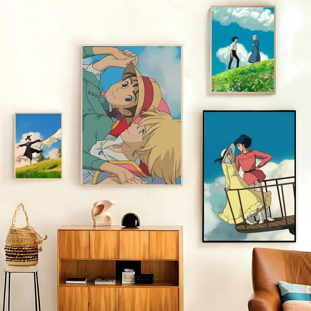 

Anime H-howls-M-Moving C-CastleS Poster No Framed Poster Kraft Club Bar Paper Vintage Poster Wall Art Painting Bedroom Study St