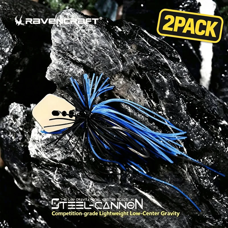 2pack Ravencraft Steel-Cannon Lead Hook Metal Blade-Jig Wire Bait3.5g/5.25g Artificial Silicone Rubber Sinking Fishing Lure Bait