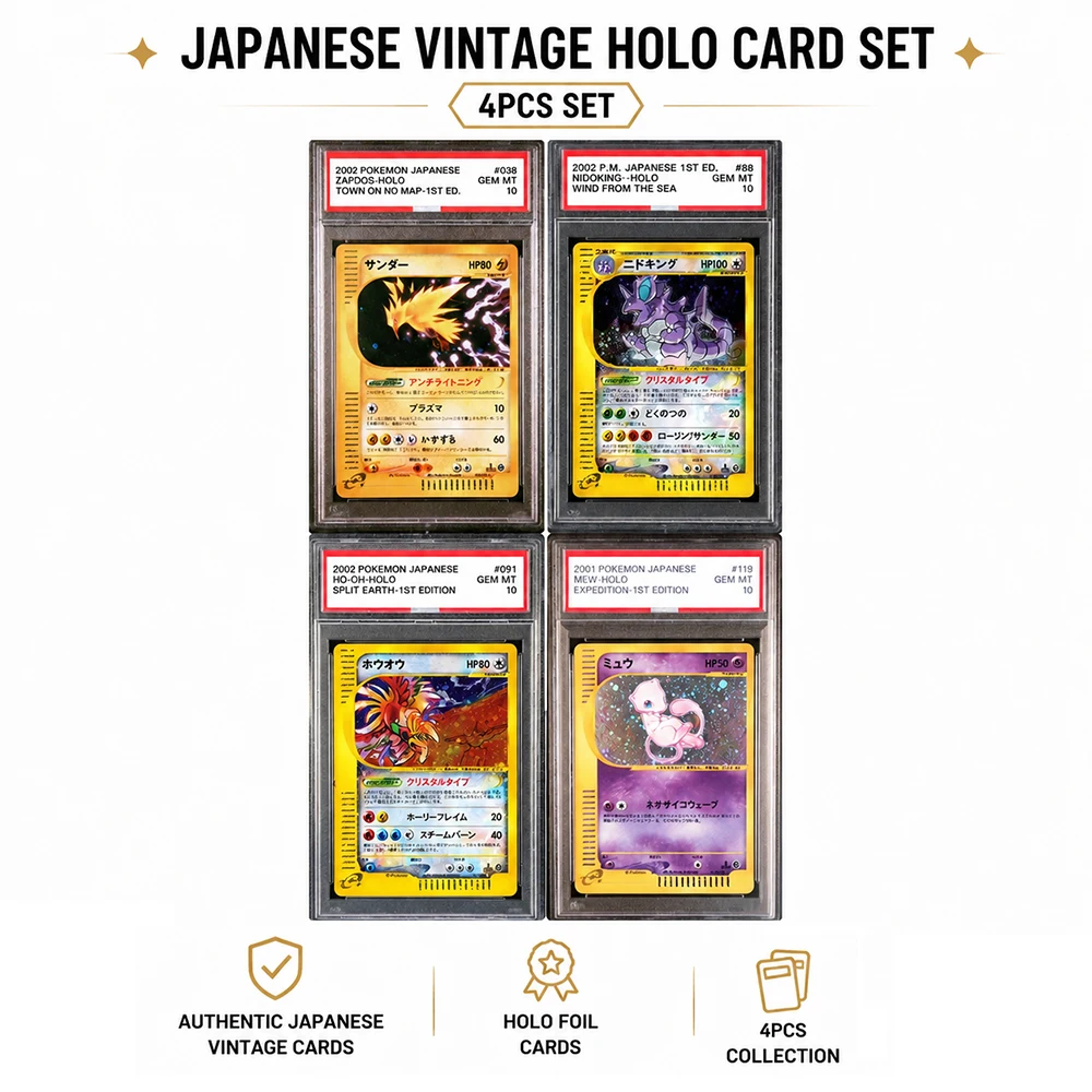 Anime PTCG Proxy Sammelkarte 119/091 Zapdos Nidoking Ho-Oh Mew Kristalltyp E-Serie Holo-Folie Premium Graded Komplett-Geschenkset