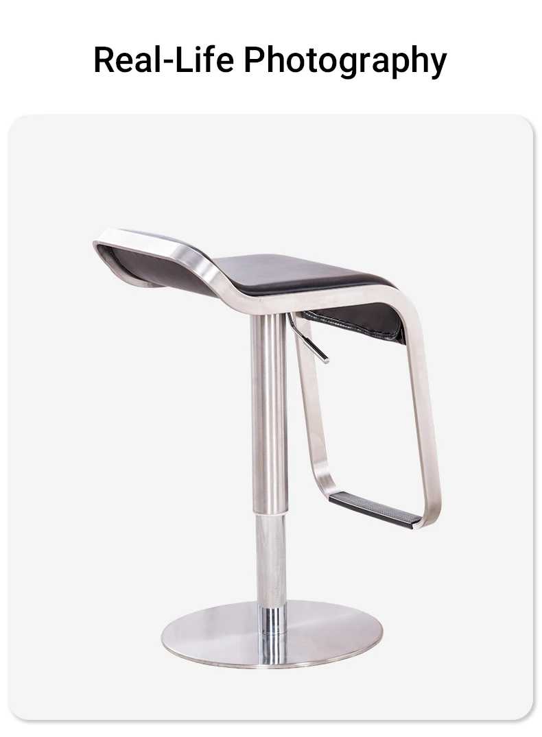 Silla de comedor giratoria moderna de lujo de cuero negro (1 unidad), con altura del respaldo ajustable, una silla de bar