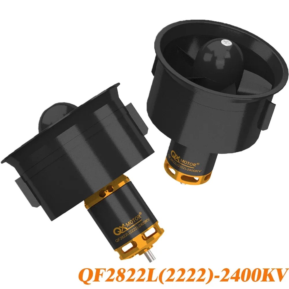 QX-MOTOR 64mm EDF QF2822 2400KV Brushless Motor 5 Blades Ducted Fan Using 40A 6S ESCfor Toy Airplane Parts