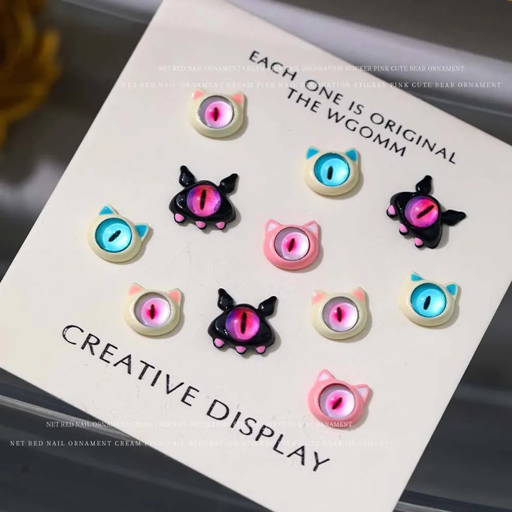 

2Pcs/set Manicure Ornaments Halloween Nail Decorations Nail Supplies Mixed Color Halloween Nail Accessories Devil Eye Pattern