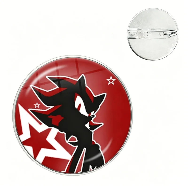 Shadow The Hedgehog Anime Pin Funny Glass Dome Brooches Shirt Lapel Bag Cute Badge Cartoon Pins For Lover Girl Friends