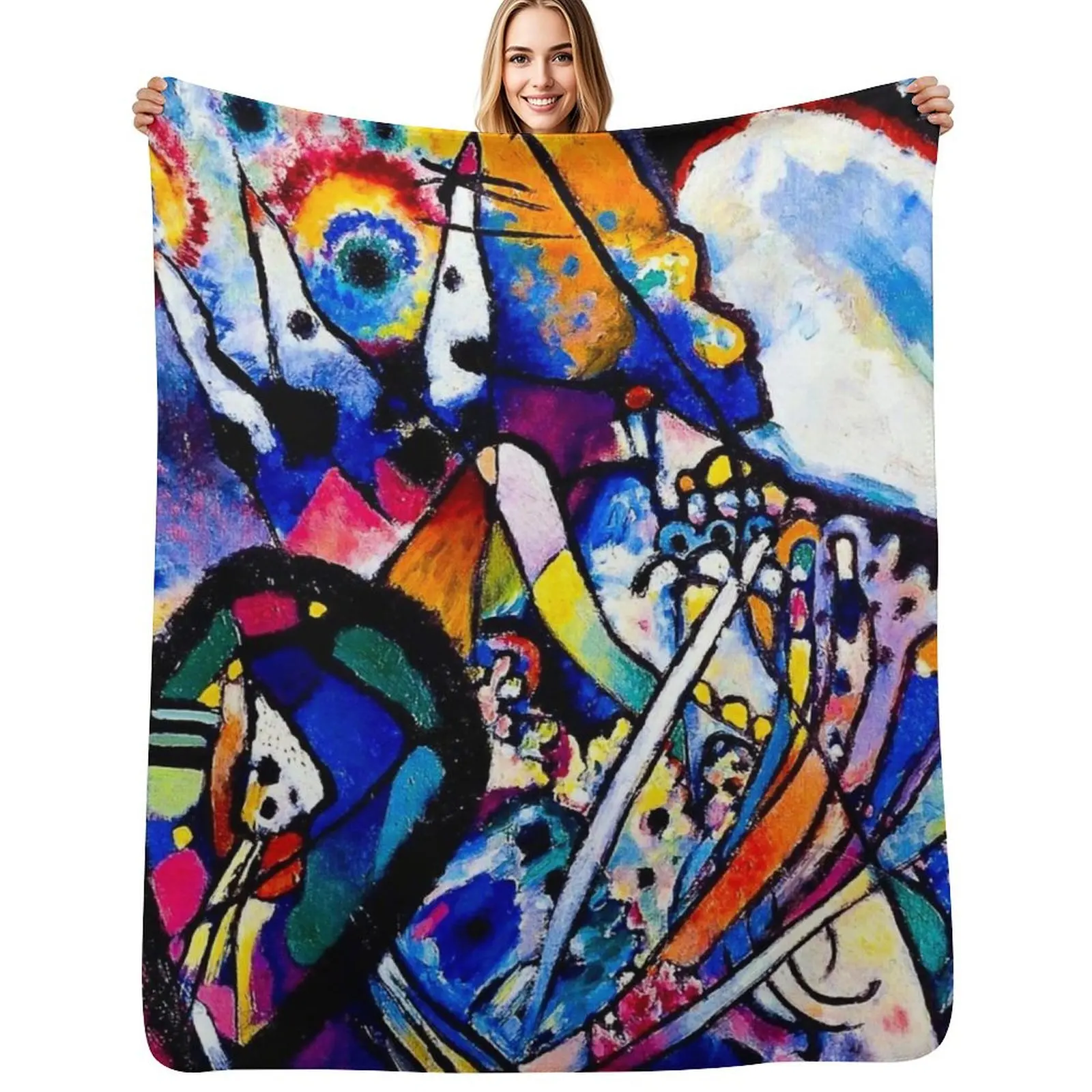 wassily kandinsky art style Throw Blanket valentine gift ideas Thermal Sofa Bed covers Picnic Travel Blankets