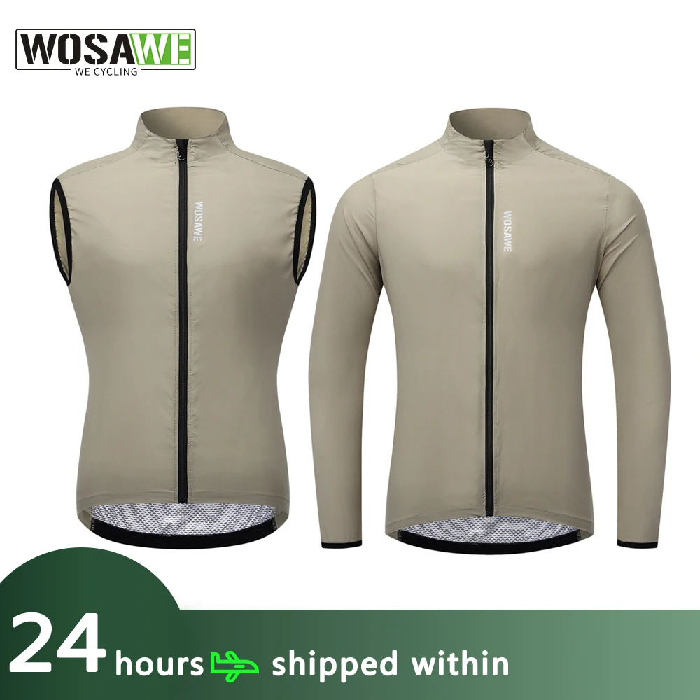 

WOSAWE Men Women Windproof Waterproof Sleeveless Cycling Jacket Lightweight Bike Vest MTB Racing Gilet Jerseys Bicycle Clothing